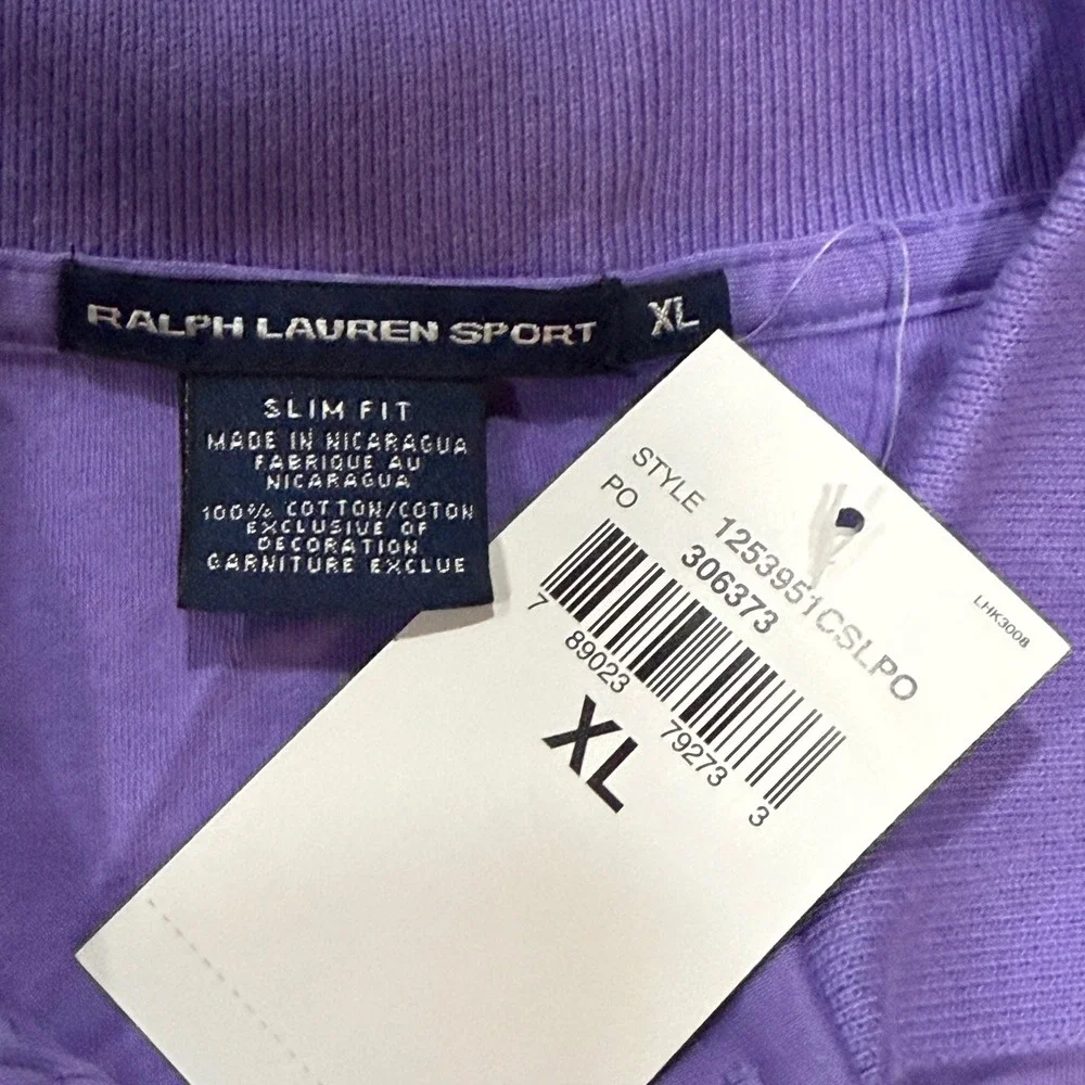 NEW Ralph Lauren Sport Kids XL Purple Slim Fit Cotton Short Sleeve Polo Shirt